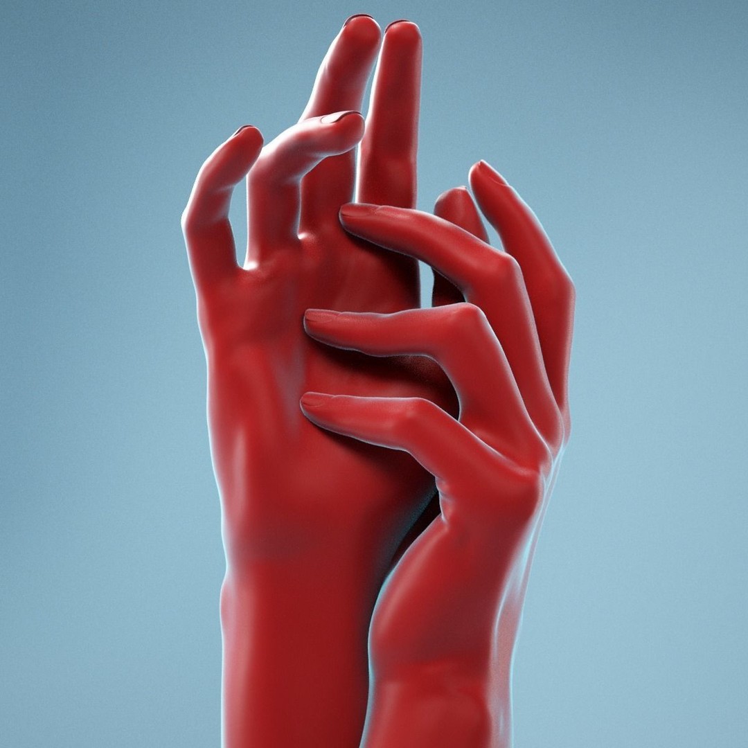 Gently Touching Realistic Hands 3D Model – High Poly Photogrammetry Asset, FBX - View 3