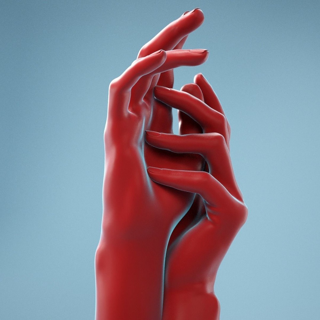 Gently Touching Realistic Hands 3D Model – High Poly Photogrammetry Asset, FBX - View 4