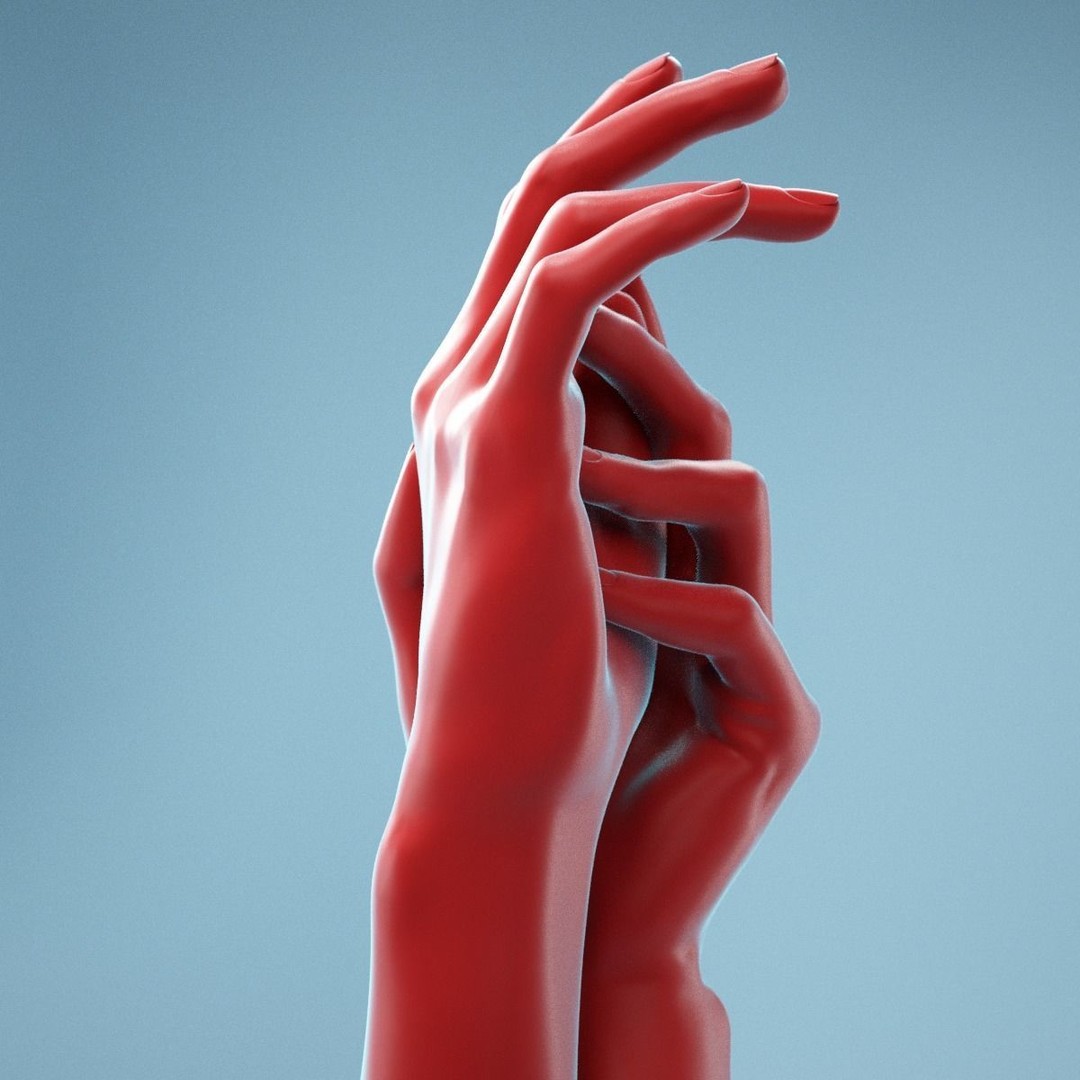 Gently Touching Realistic Hands 3D Model – High Poly Photogrammetry Asset, FBX - View 5