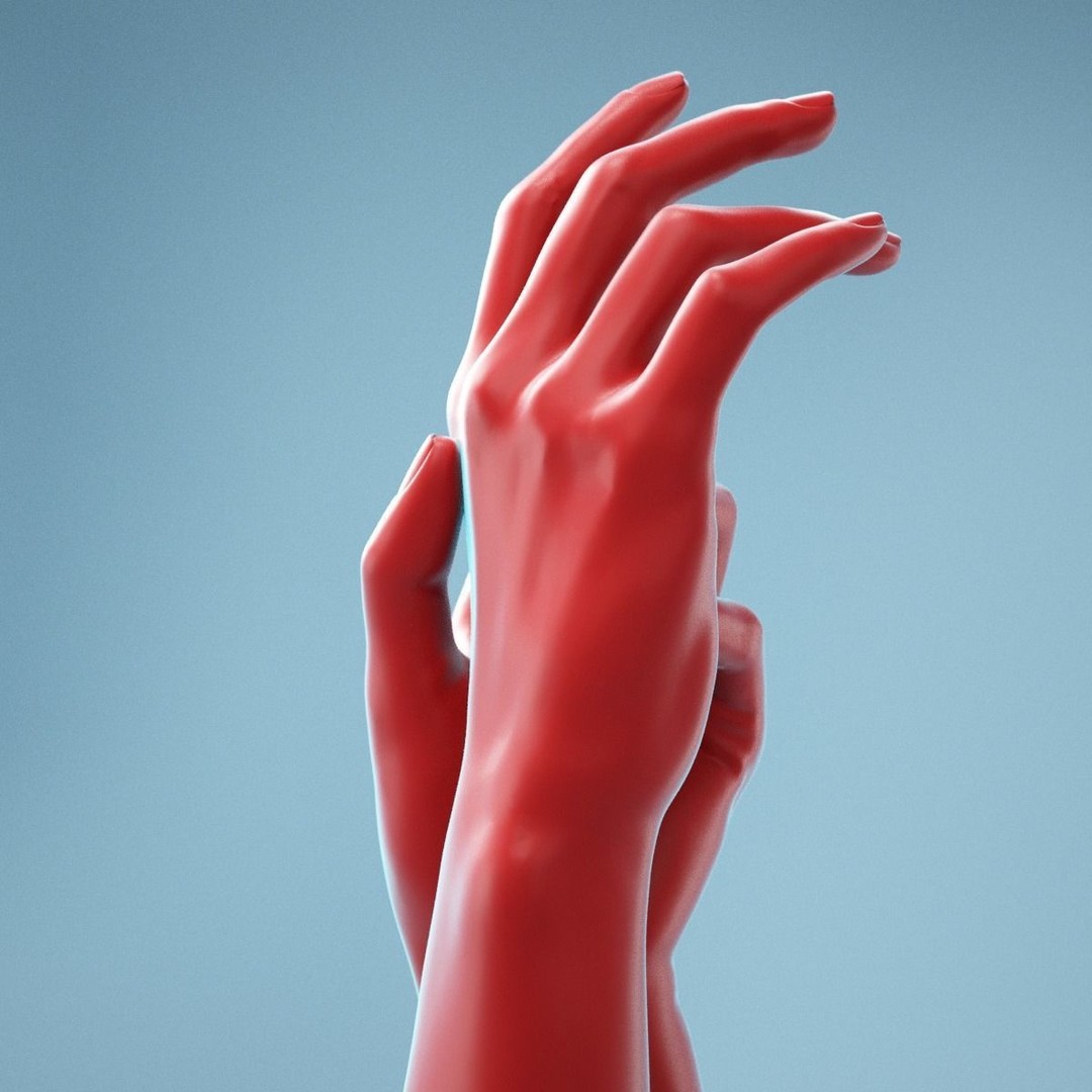 Gently Touching Realistic Hands 3D Model – High Poly Photogrammetry Asset, FBX - View 6