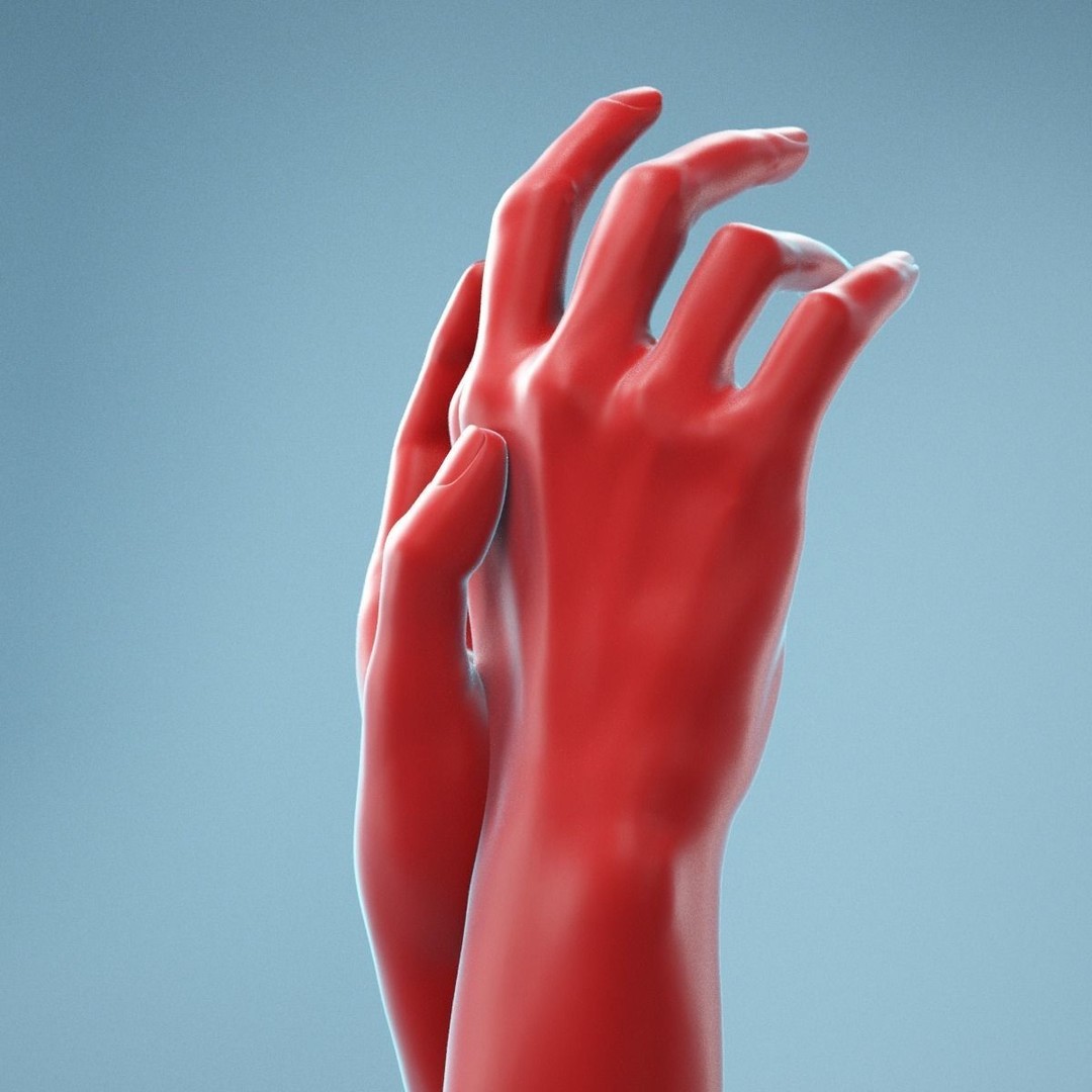 Gently Touching Realistic Hands 3D Model – High Poly Photogrammetry Asset, FBX - View 7