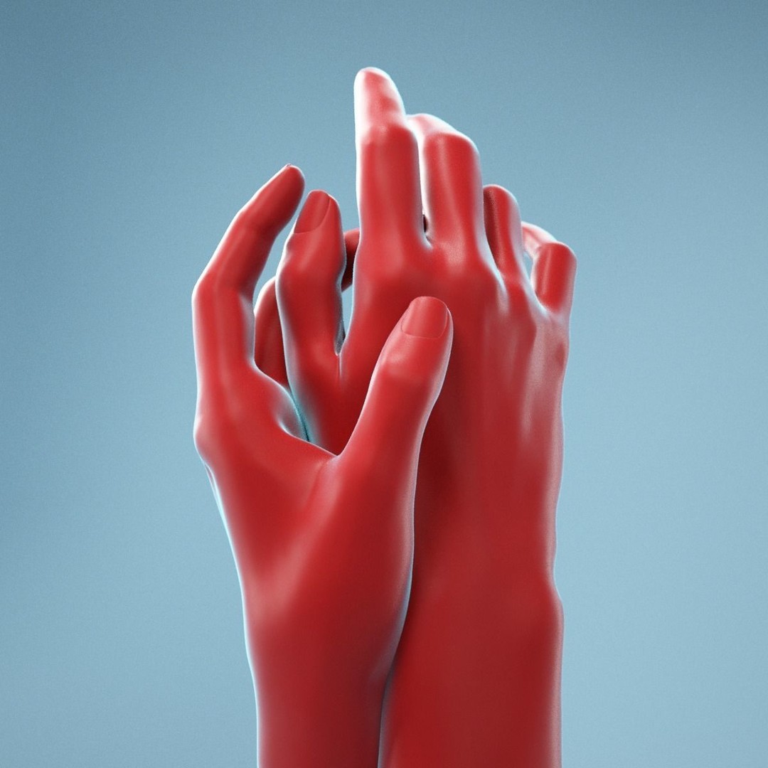 Gently Touching Realistic Hands 3D Model – High Poly Photogrammetry Asset, FBX - View 9