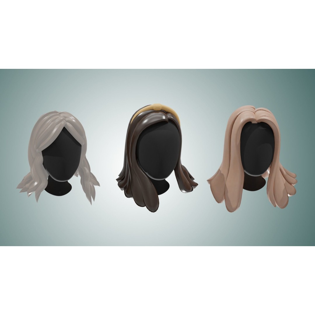 Stylized Haircuts 3D Model – Low Poly Collection for Blender and 3D Printing - View 12