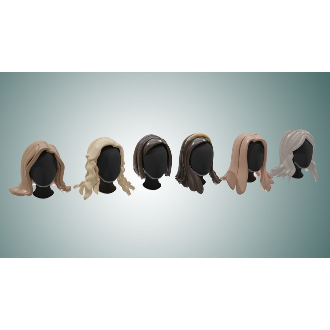 Stylized Haircuts 3D Model – Low Poly Collection for Blender and 3D Printing - View 14