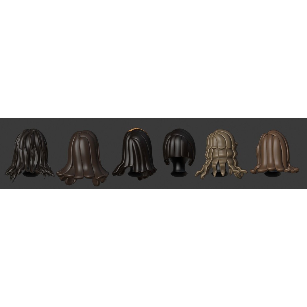Stylized Haircuts 3D Model – Low Poly Collection for Blender and 3D Printing - View 19