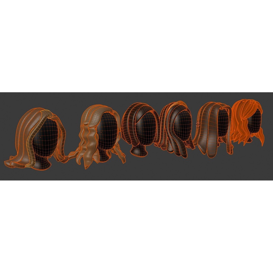 Stylized Haircuts 3D Model – Low Poly Collection for Blender and 3D Printing - View 21