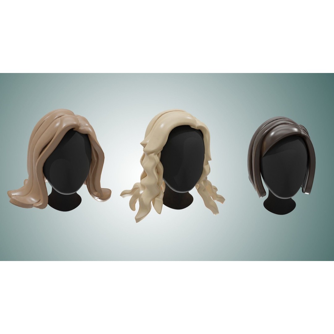 Stylized Haircuts 3D Model – Low Poly Collection for Blender and 3D Printing - View 8