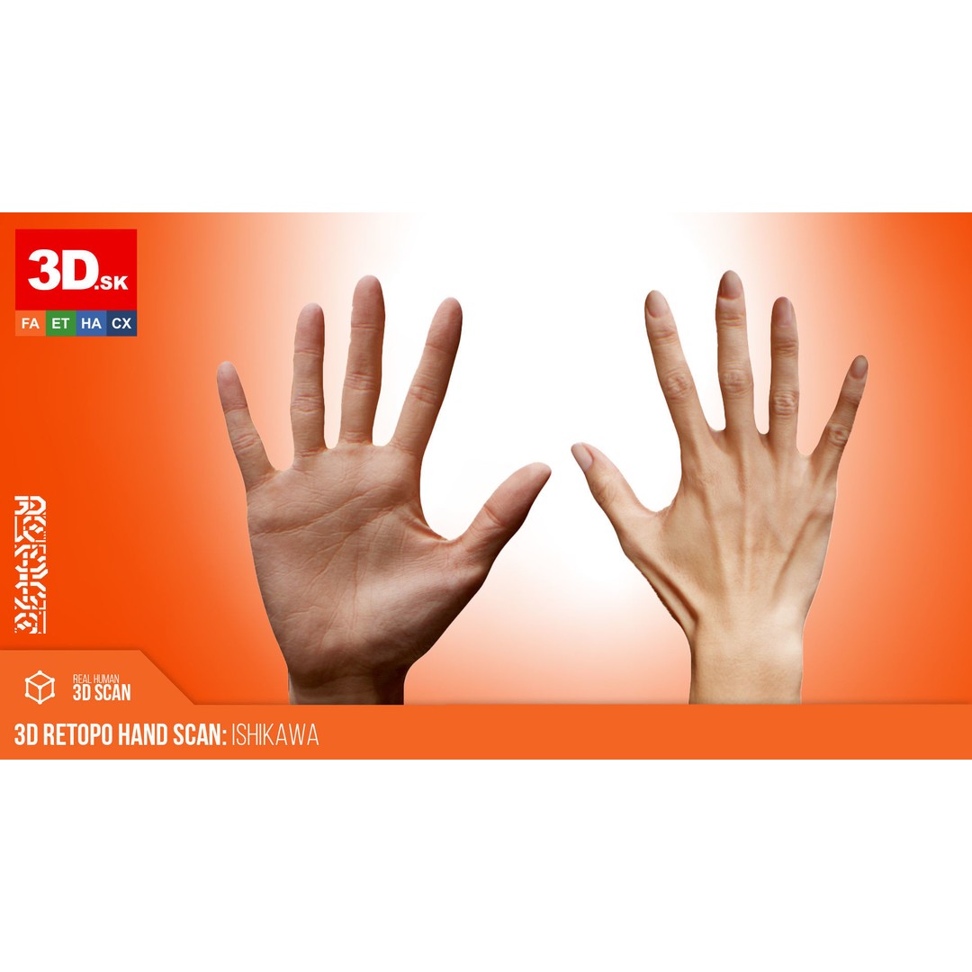 Ishikawa Sayoko 3D Model – Retopologized Hand Scan, OBJ & ZTL - View 3