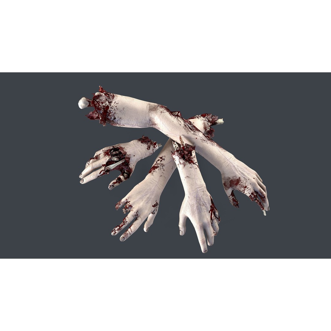 Severed Hands 3D Model – Low Poly Zombie Anatomy Asset, FBX - View 3