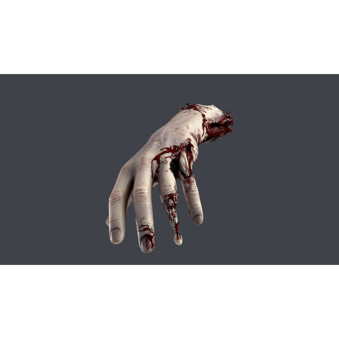 Severed Hands 3D Model – Low Poly Zombie Anatomy Asset, FBX - View 7