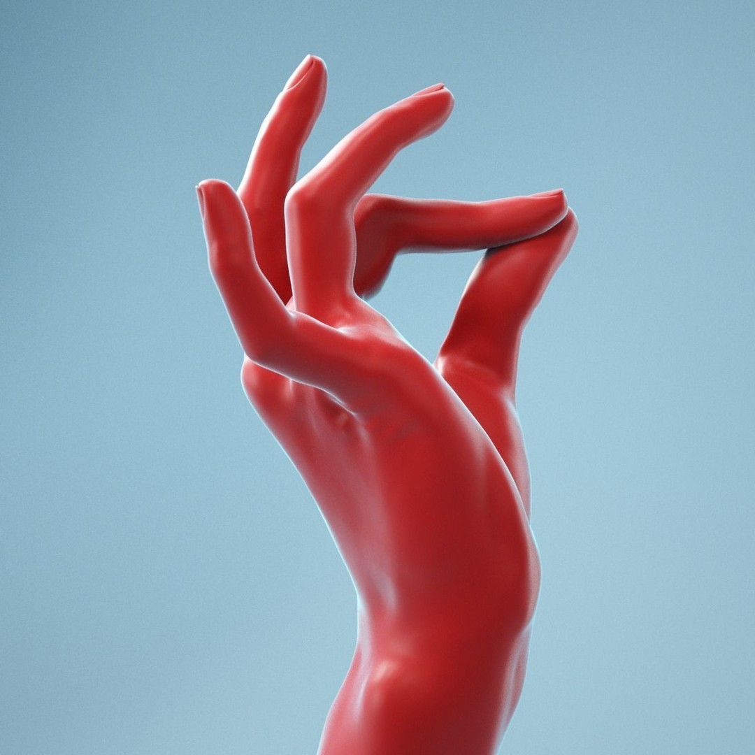 Pinch Gesture Realistic Hand 3D Model – High Poly PBR Asset, FBX - View 3