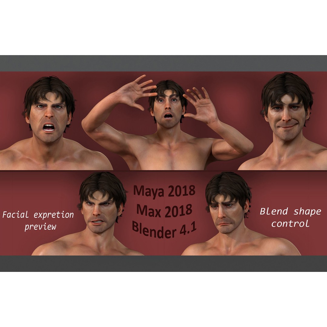 Male Female Base 3D Model – Low Poly Rigged Character, FBX, Blender - View 11