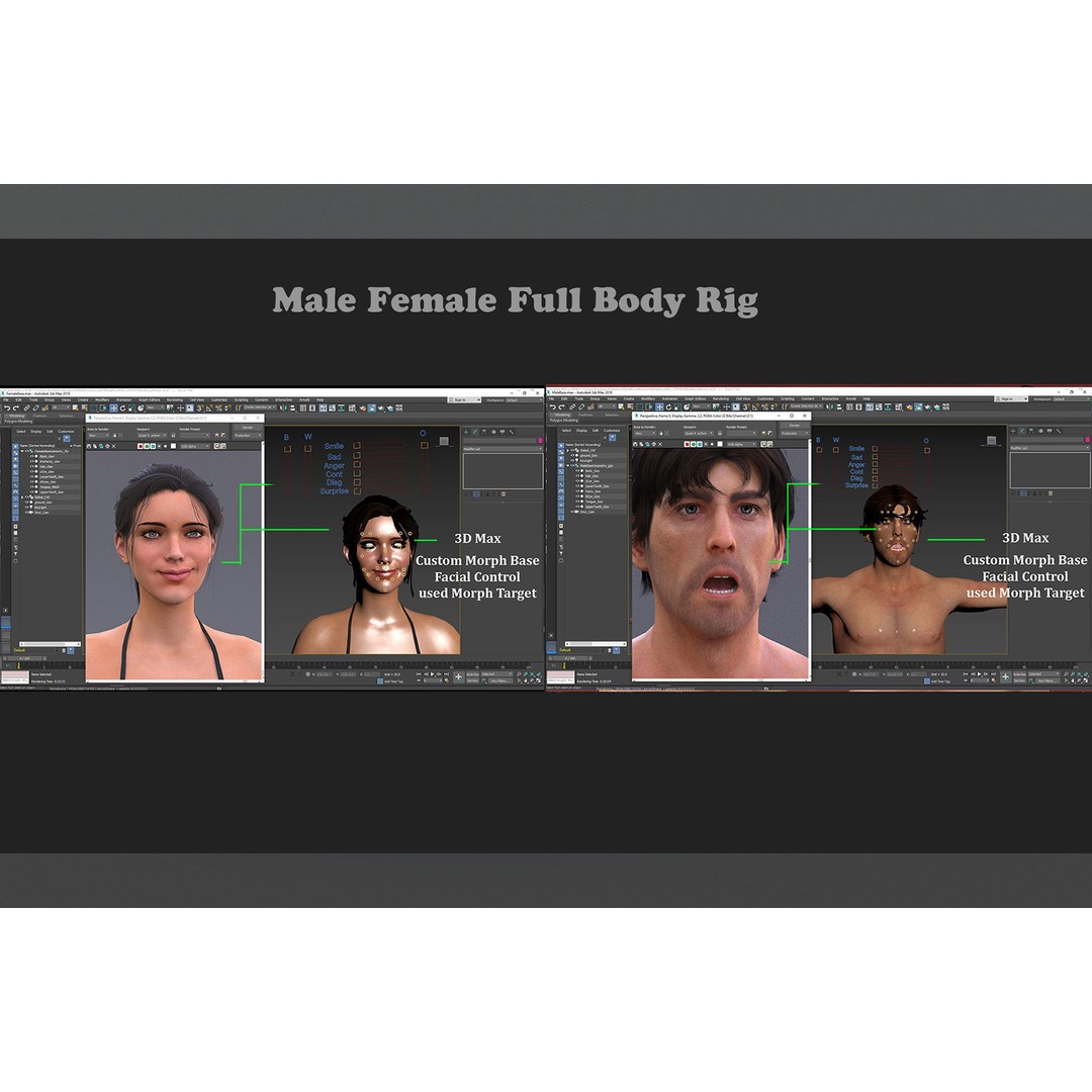 Male Female Base 3D Model – Low Poly Rigged Character, FBX, Blender - View 18