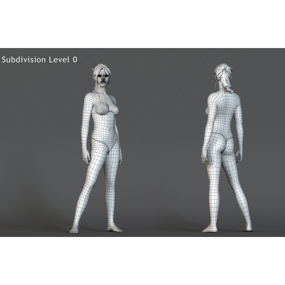 Male Female Base 3D Model – Low Poly Rigged Character, FBX, Blender - View 23