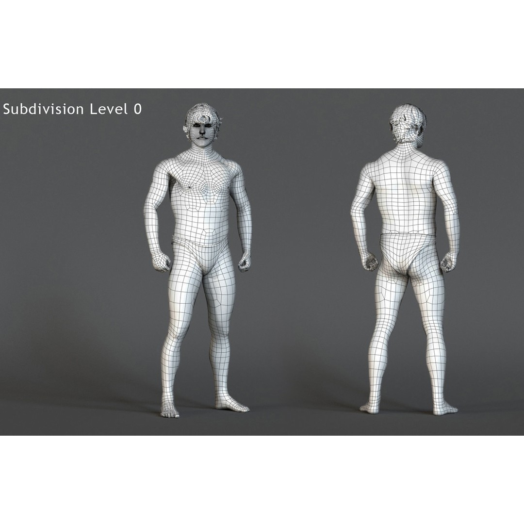 Male Female Base 3D Model – Low Poly Rigged Character, FBX, Blender - View 24