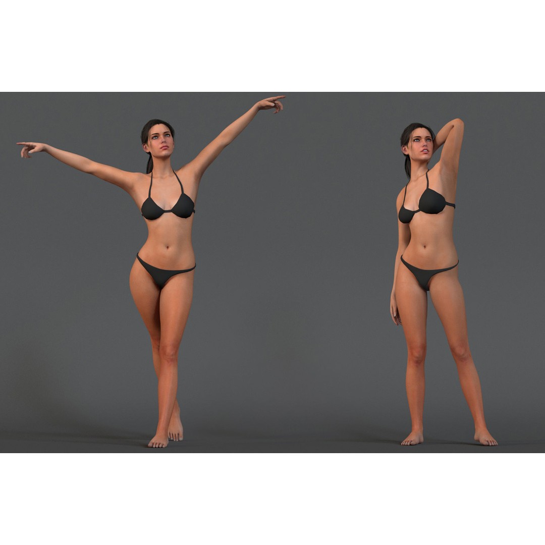 Male Female Base 3D Model – Low Poly Rigged Character, FBX, Blender - View 5