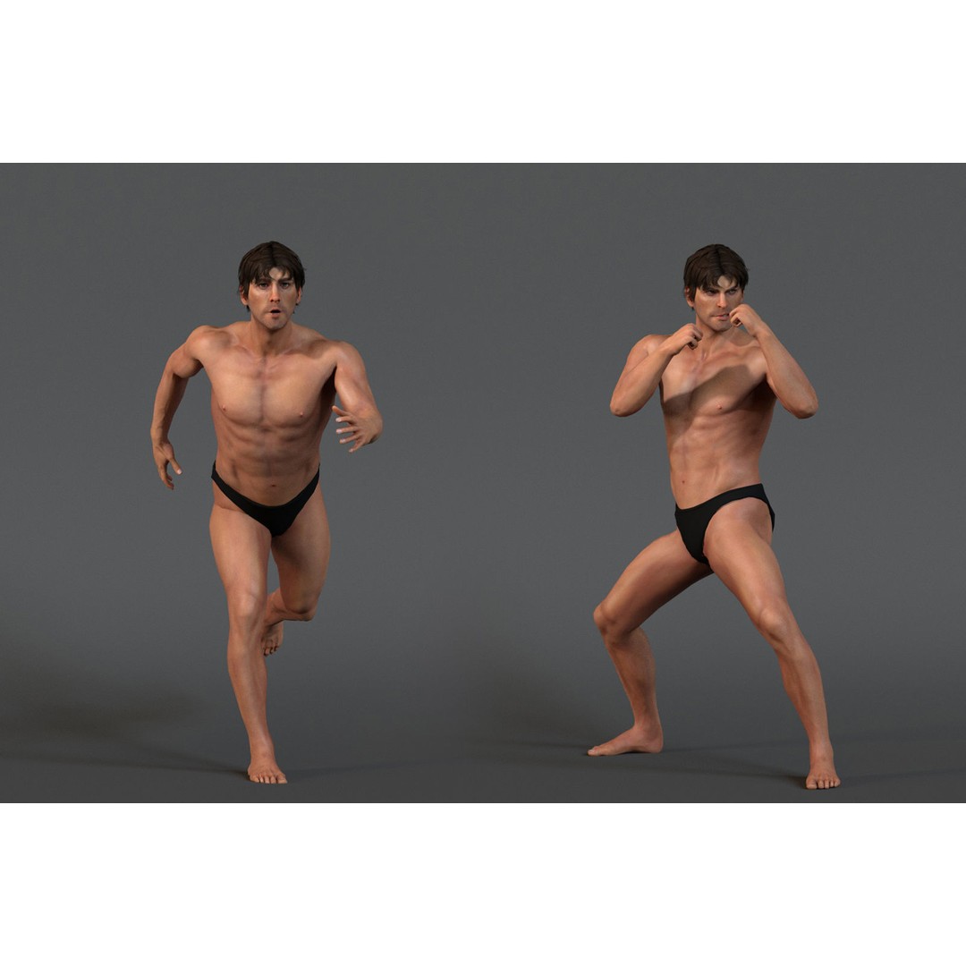 Male Female Base 3D Model – Low Poly Rigged Character, FBX, Blender - View 6