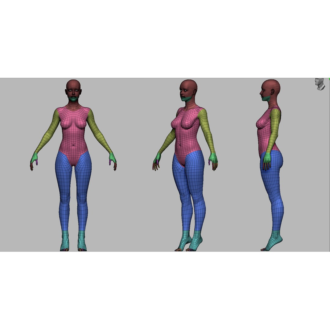 Realistic Female Body Base Mesh 3D Model – Low Poly Character, FBX, OBJ - View 14