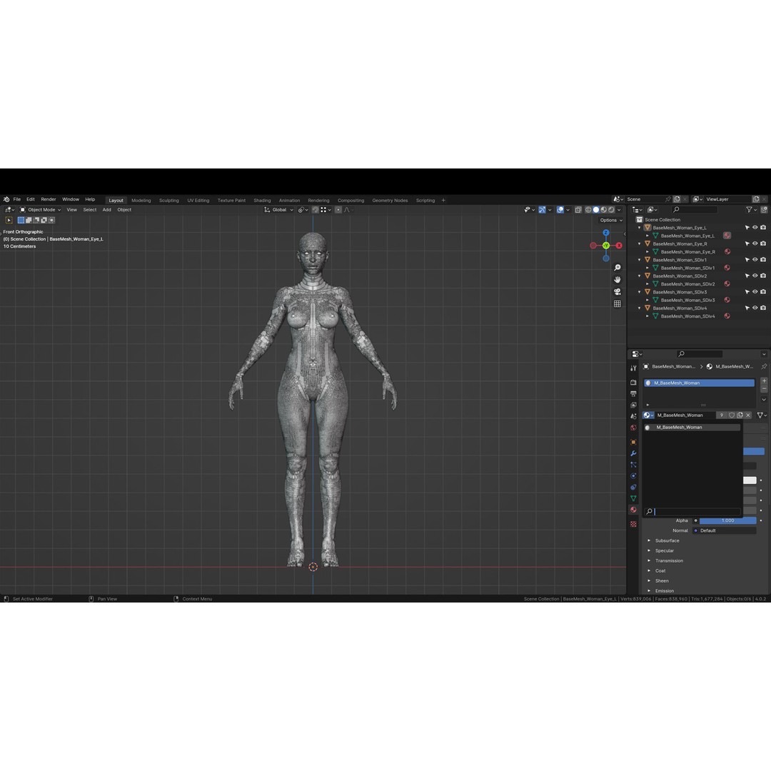 Realistic Female Body Base Mesh 3D Model – Low Poly Character, FBX, OBJ - View 16