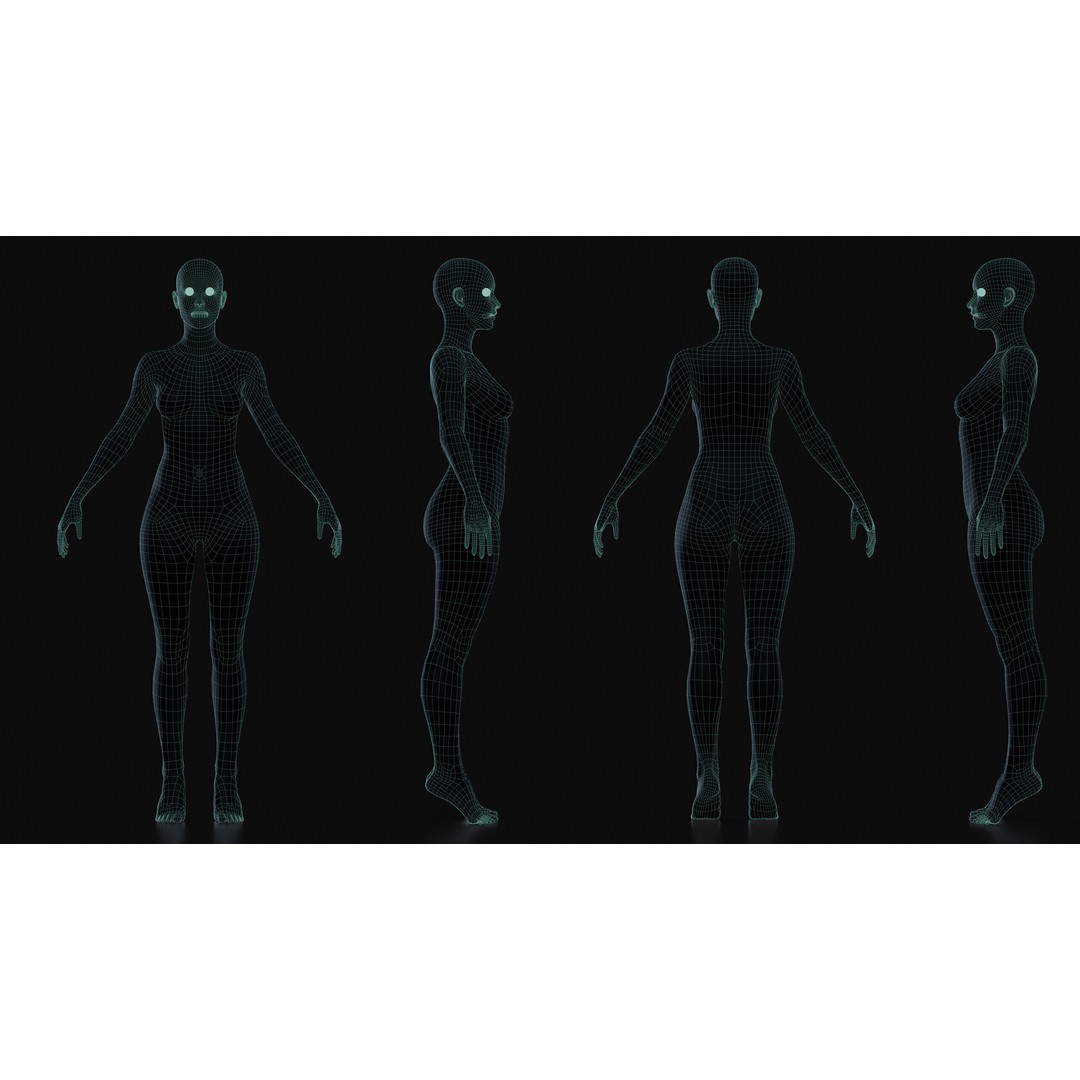 Realistic Female Body Base Mesh 3D Model – Low Poly Character, FBX, OBJ - View 5