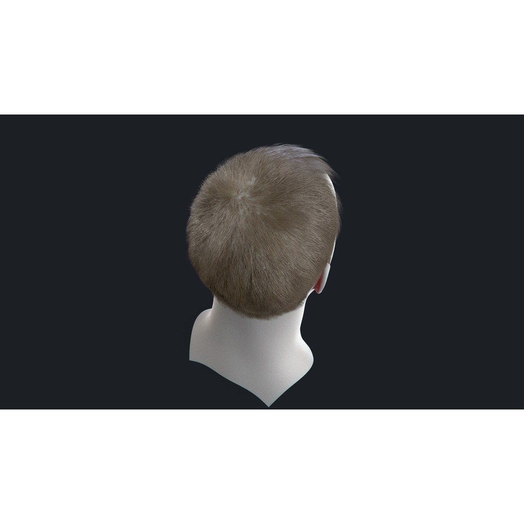 Realtime Mens Hairstyle 3D Model – Low Poly Game Asset, FBX - View 10