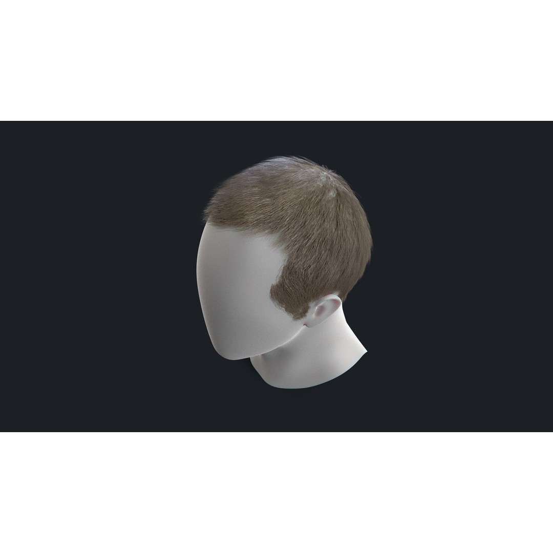 Realtime Mens Hairstyle 3D Model – Low Poly Game Asset, FBX - View 11