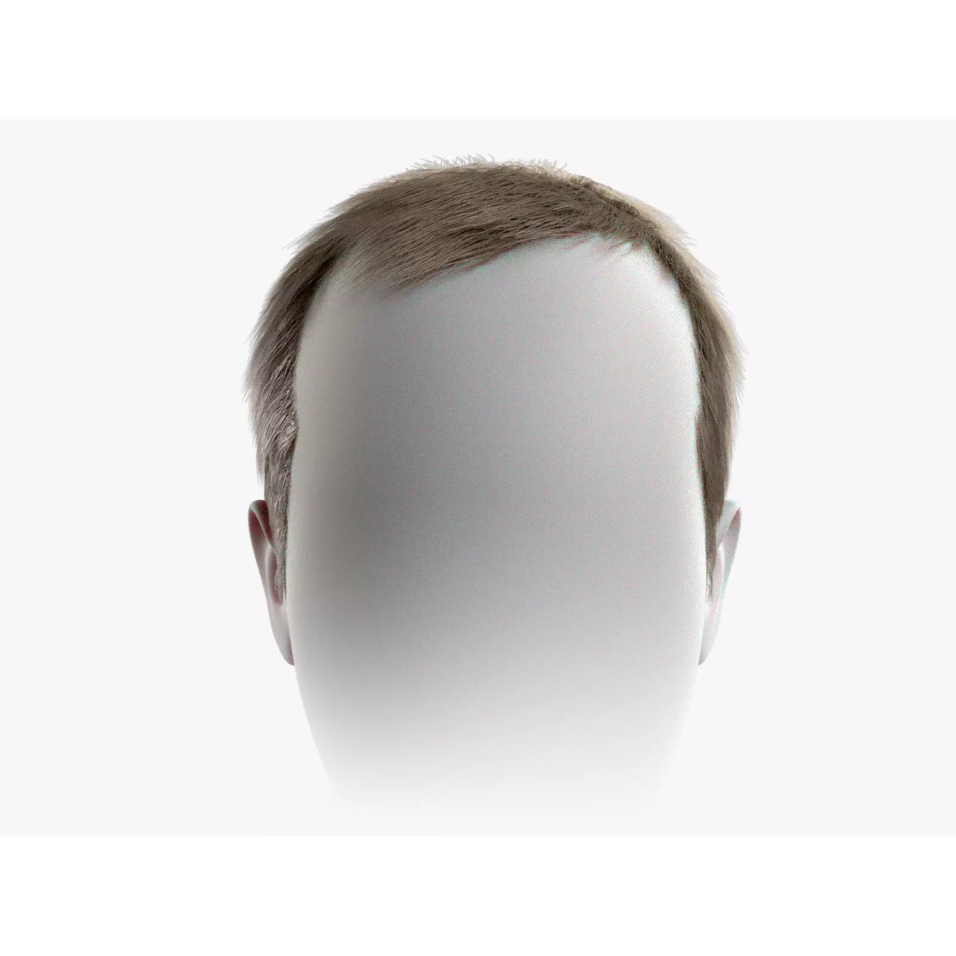 Realtime Mens Hairstyle 3D Model – Low Poly Game Asset, FBX - View 2