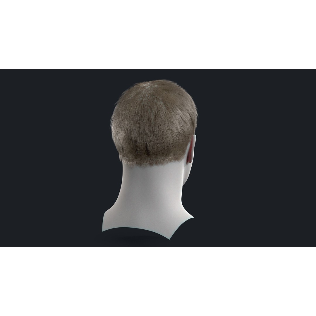 Realtime Mens Hairstyle 3D Model – Low Poly Game Asset, FBX - View 5
