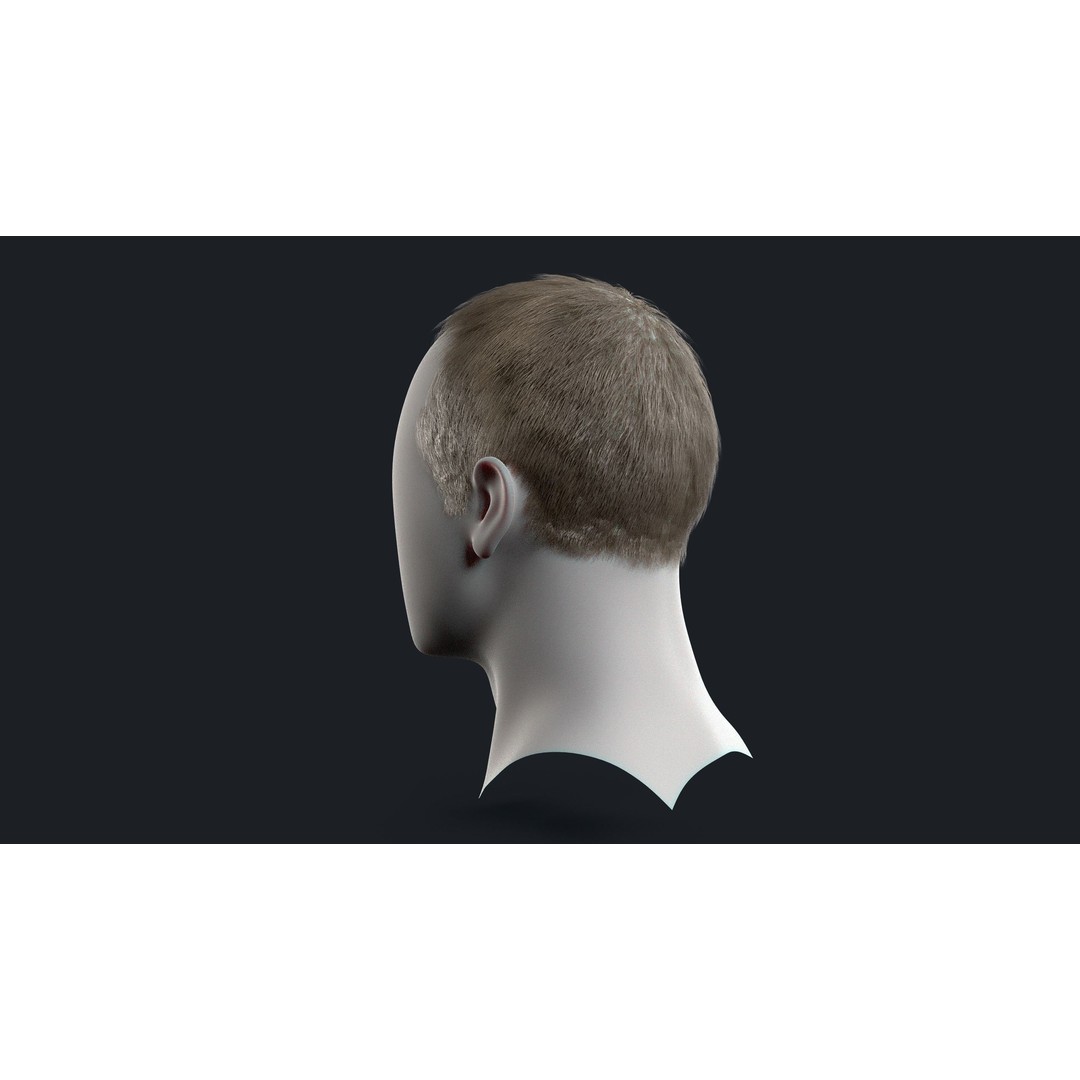 Realtime Mens Hairstyle 3D Model – Low Poly Game Asset, FBX - View 6