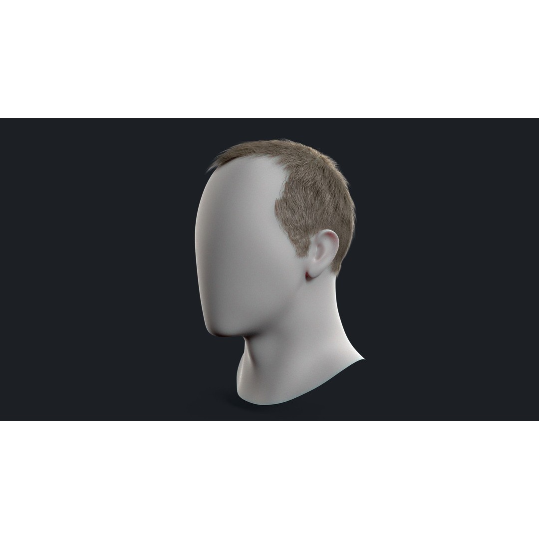 Realtime Mens Hairstyle 3D Model – Low Poly Game Asset, FBX - View 7