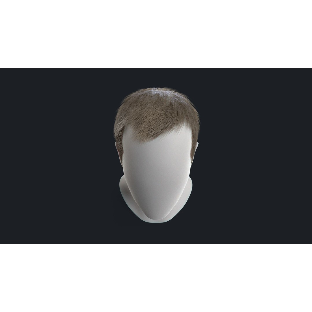 Realtime Mens Hairstyle 3D Model – Low Poly Game Asset, FBX - View 8