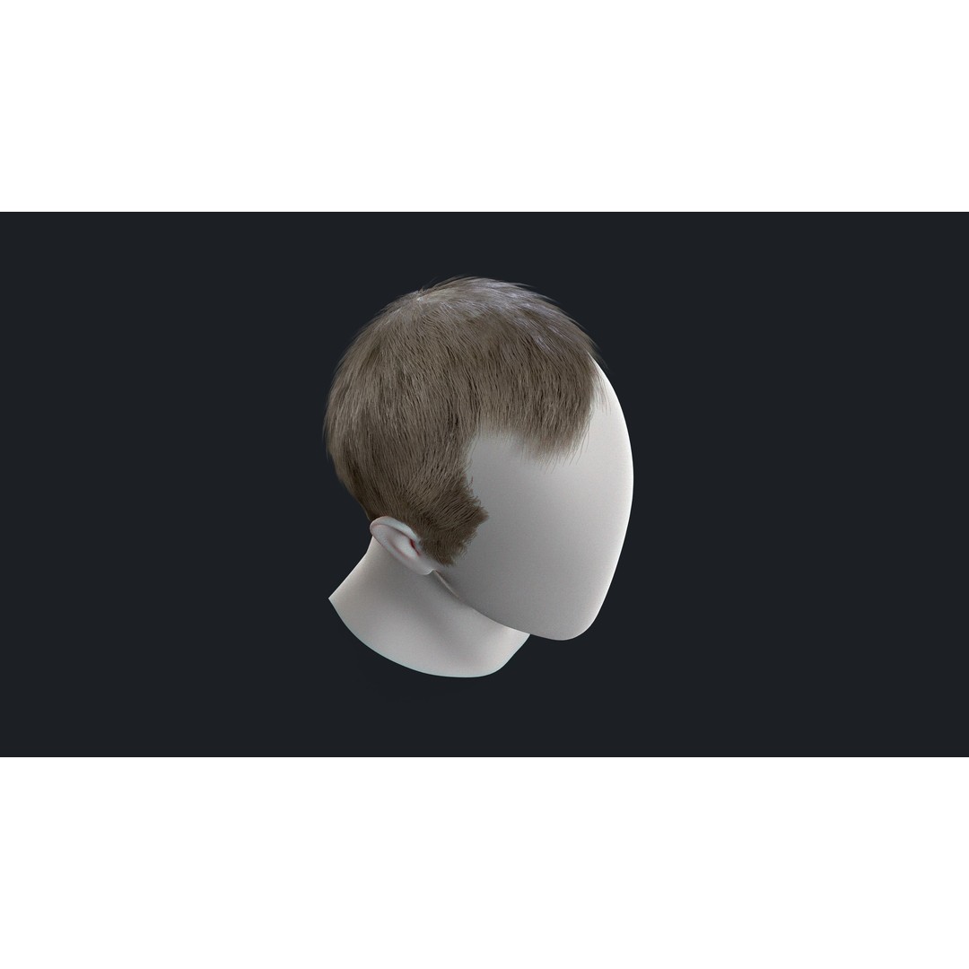 Realtime Mens Hairstyle 3D Model – Low Poly Game Asset, FBX - View 9