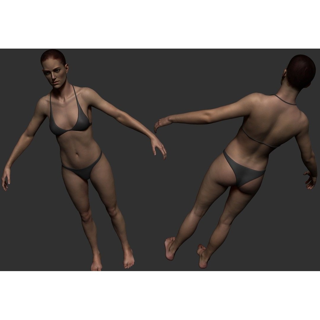Female Anatomy Study 3D Model – Low Poly ZBrush Asset, Game Ready - View 11