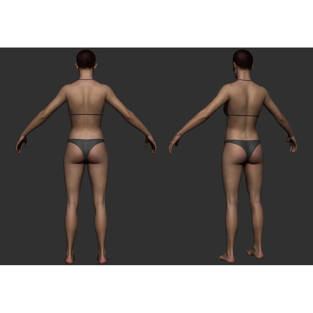 Female Anatomy Study 3D Model – Low Poly ZBrush Asset, Game Ready - View 8