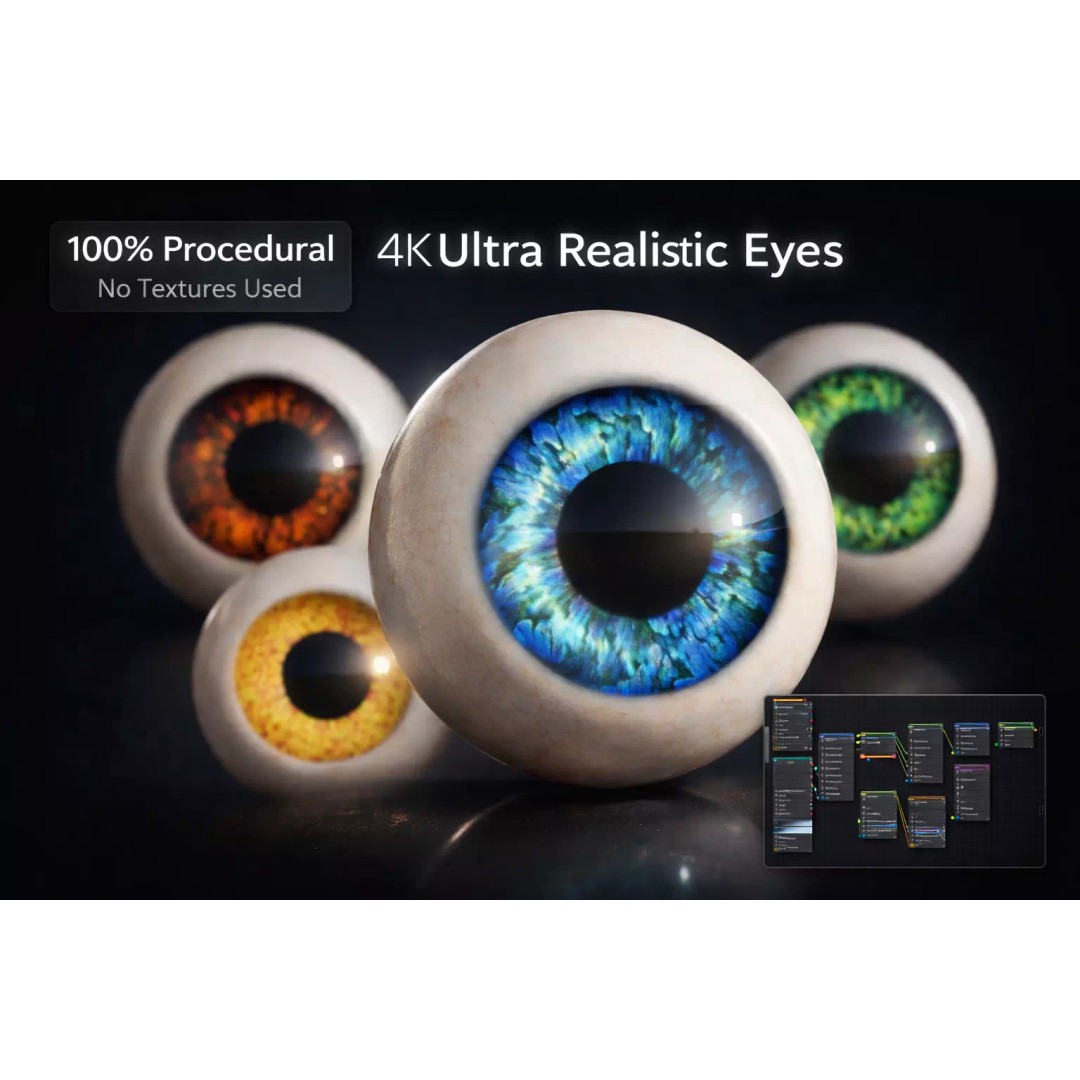 Realistic Human Eye 3D Model – 4K Procedural Iris Pack, FBX - View 2