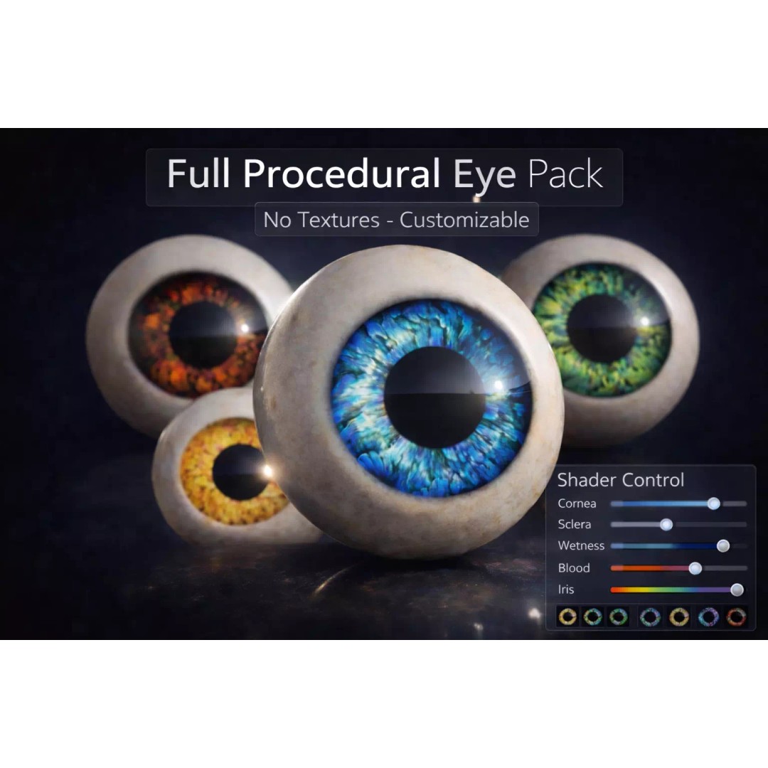 Realistic Human Eye 3D Model – 4K Procedural Iris Pack, FBX - View 3