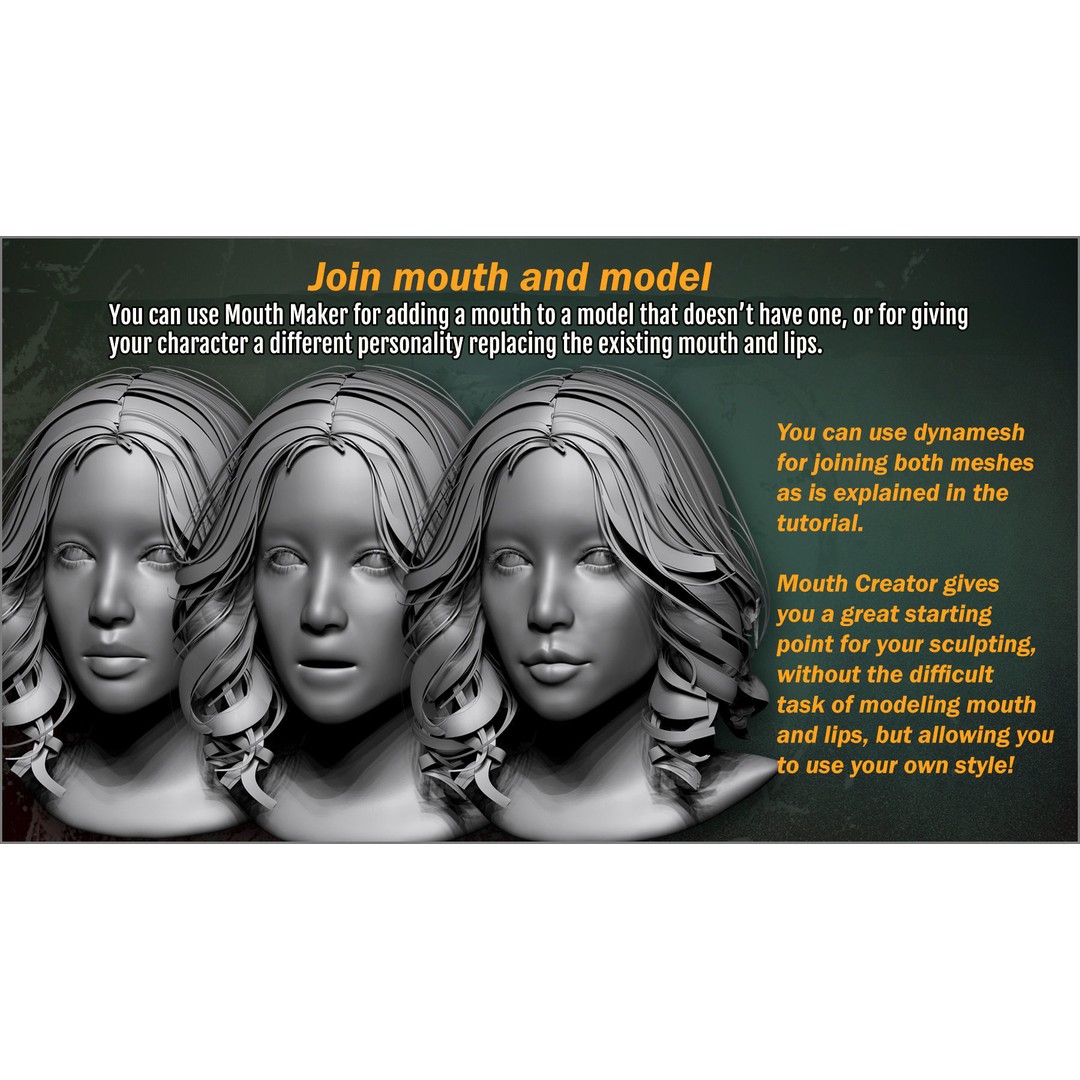 Mouth Creator 3D Model – ZBrush Plugin for Character Lip Design - View 3