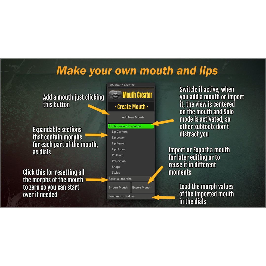 Mouth Creator 3D Model – ZBrush Plugin for Character Lip Design - View 6