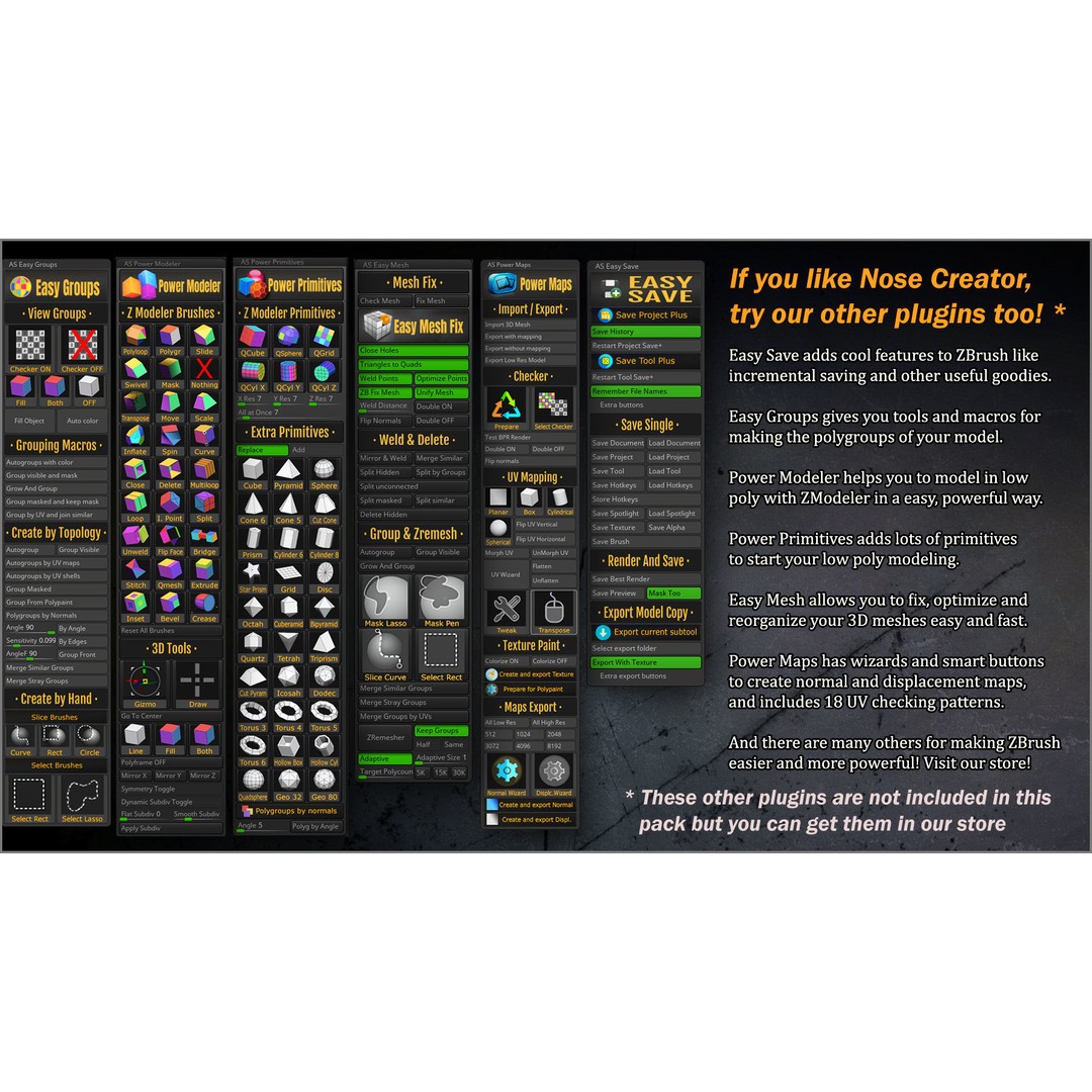 Nose Creator 3D Model – ZBrush Plugin for Character Sculpting