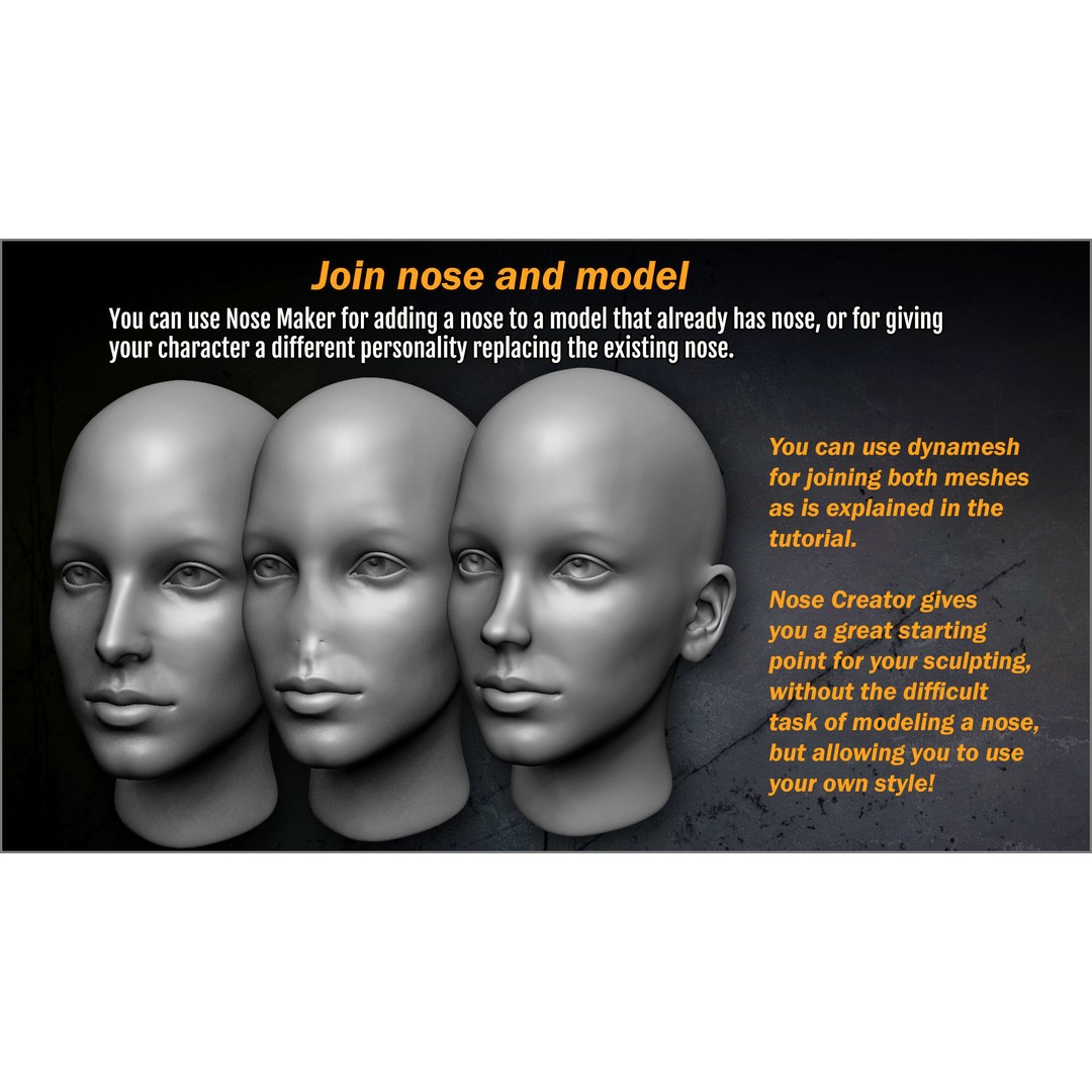 Nose Creator 3D Model – ZBrush Plugin for Character Sculpting - View 3