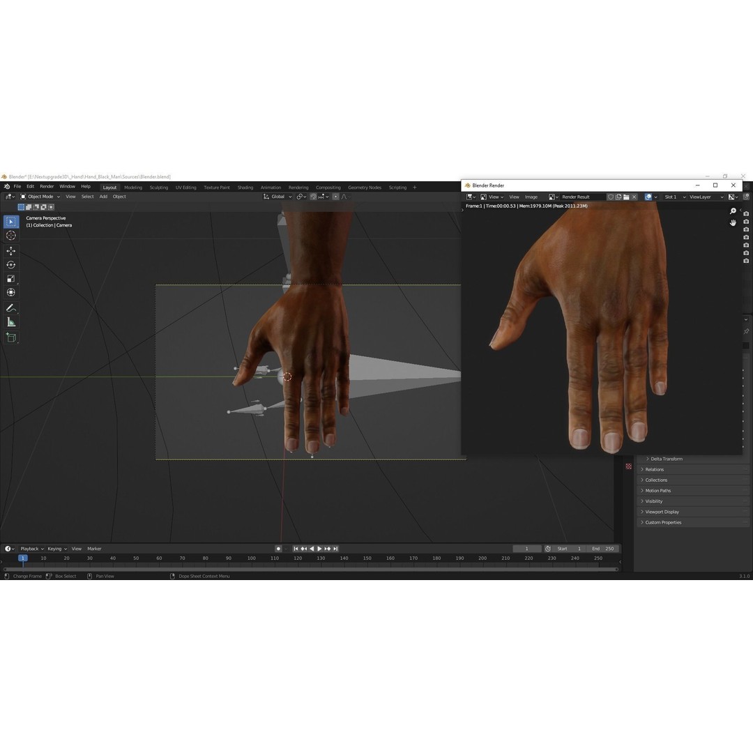 Black Realistic Hands 3D Model – Rigged Low-Poly Game Asset, FBX - View 18
