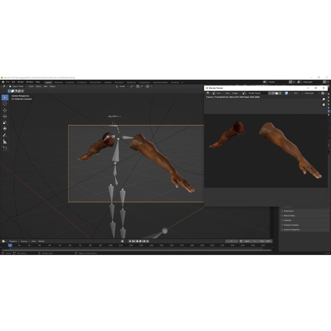 Black Realistic Hands 3D Model – Rigged Low-Poly Game Asset, FBX - View 20