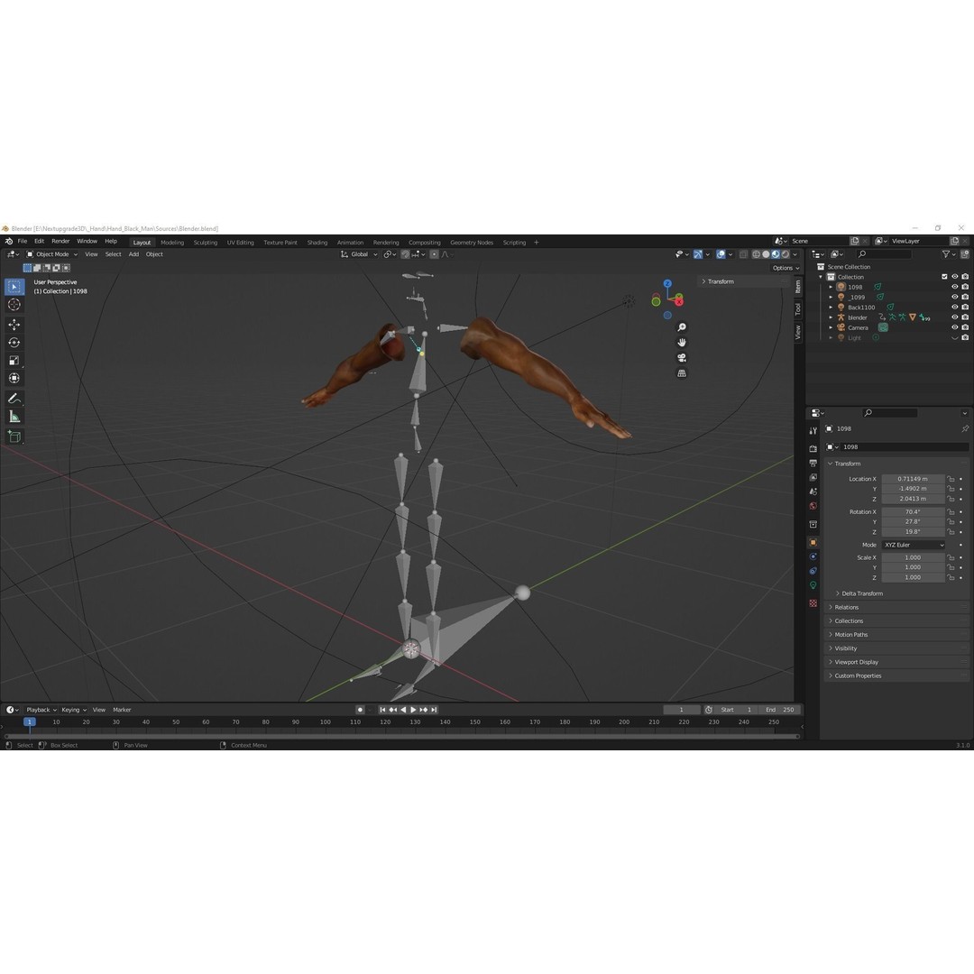 Black Realistic Hands 3D Model – Rigged Low-Poly Game Asset, FBX - View 22
