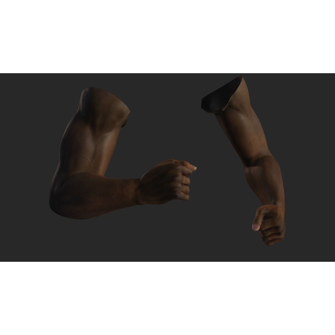 Black Realistic Hands 3D Model – Rigged Low-Poly Game Asset, FBX - View 4