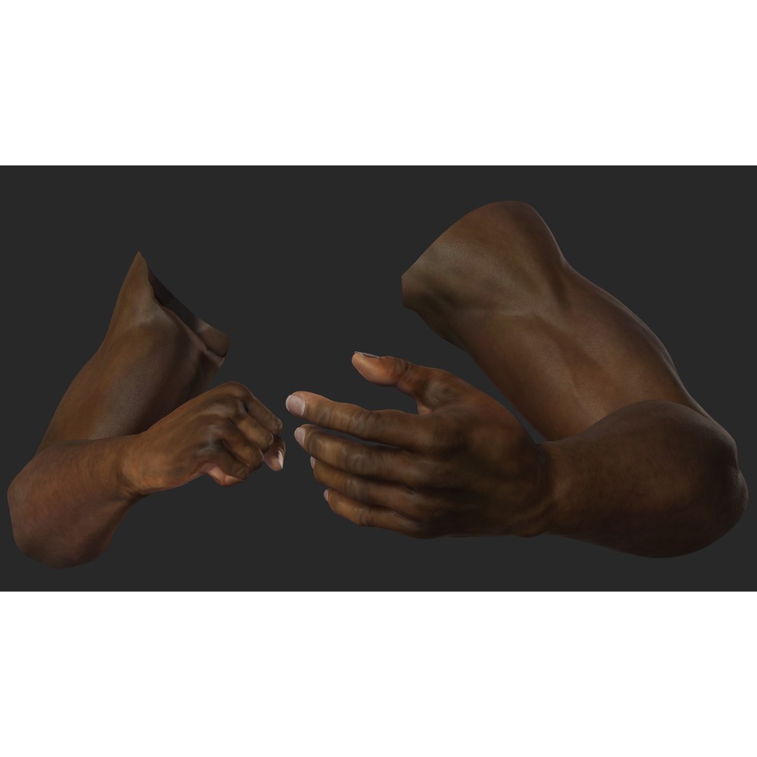 Black Realistic Hands 3D Model – Rigged Low-Poly Game Asset, FBX - View 6