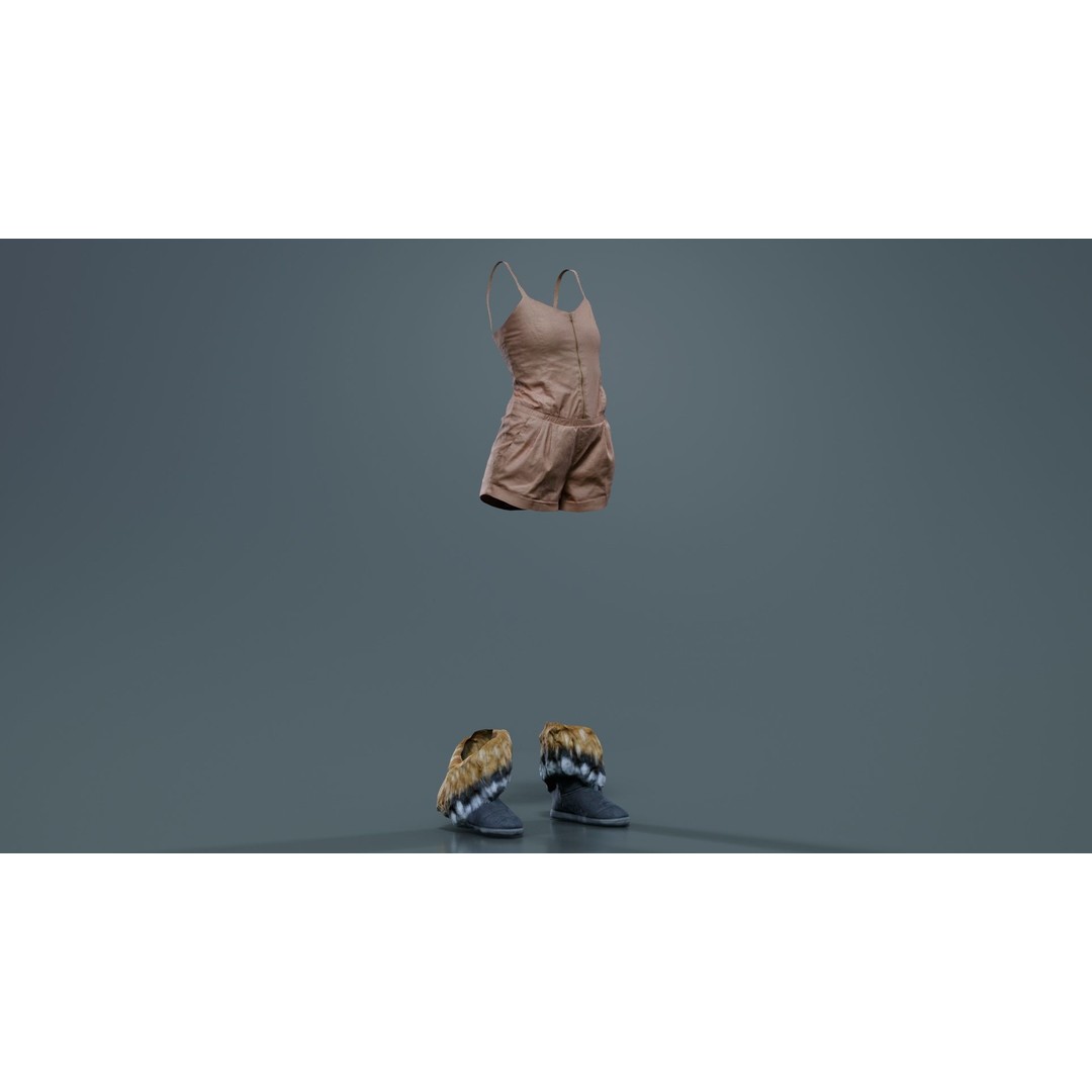 Jumpsuit Fluff 3D Model – Low Poly Clothing Asset, FBX, Blender - View 10