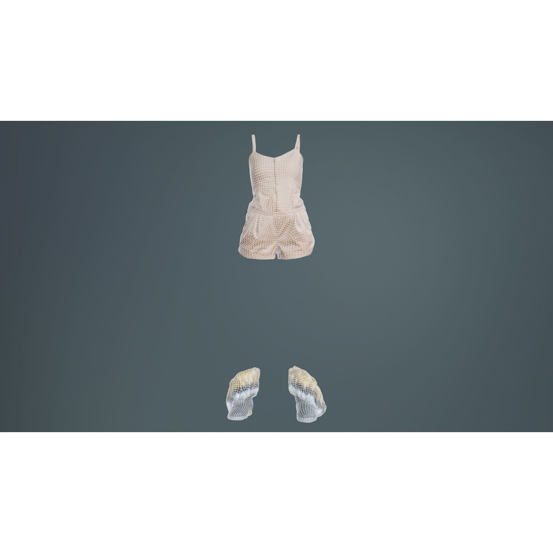 Jumpsuit Fluff 3D Model – Low Poly Clothing Asset, FBX, Blender - View 11