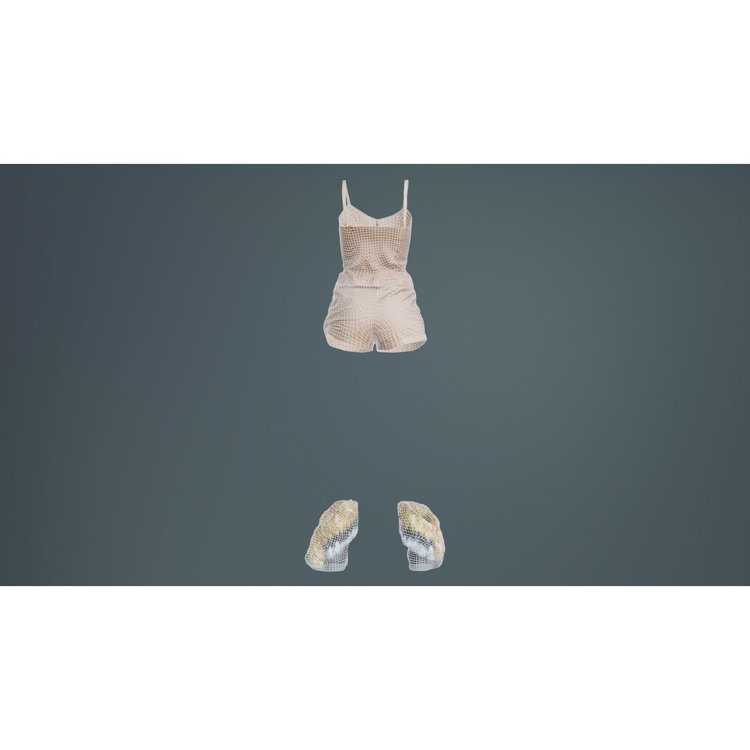 Jumpsuit Fluff 3D Model – Low Poly Clothing Asset, FBX, Blender - View 12