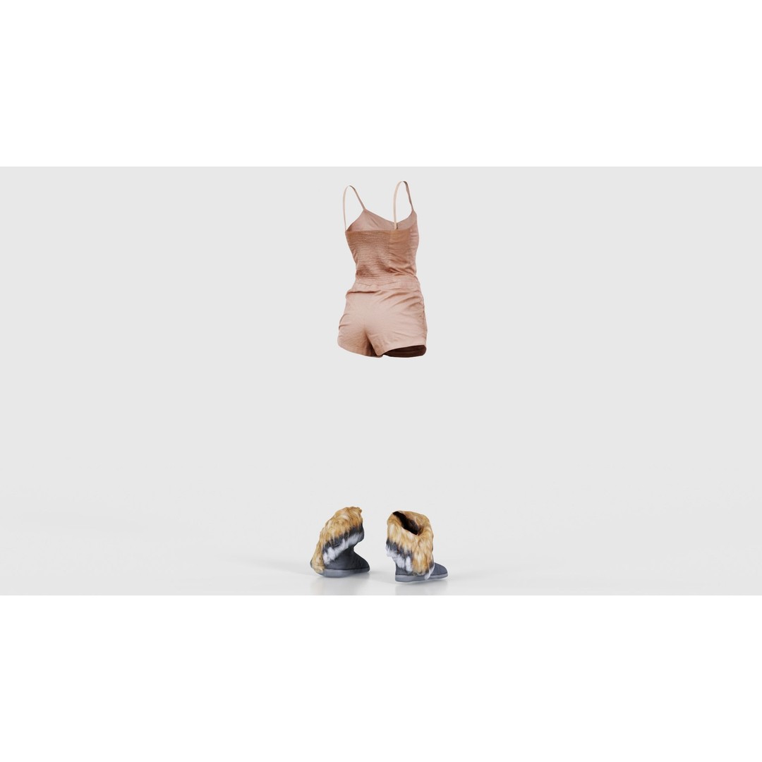Jumpsuit Fluff 3D Model – Low Poly Clothing Asset, FBX, Blender - View 22
