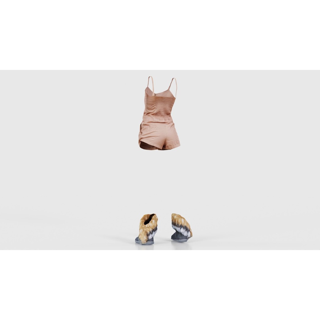 Jumpsuit Fluff 3D Model – Low Poly Clothing Asset, FBX, Blender - View 24